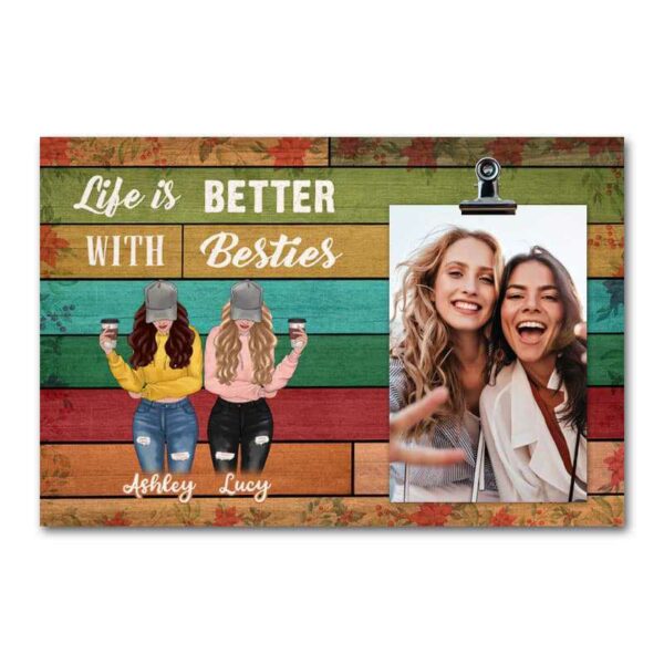 Picture Frame Modern Girls Front View Besties Personalized Picture Frame 12"x08"