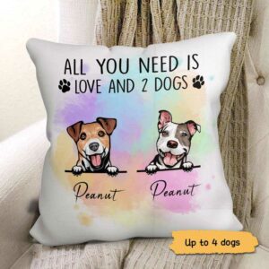 Pillow All You Need Is Love And A Dog Watercolor Pillow (Insert Included) 18x18 / Linen