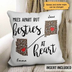 Pillow Besties At Heart Leopard Personalized Pillow (Insert Included) 18x18 / Linen