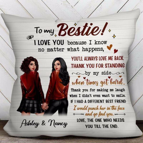Pillow Besties Holding Hands Personalized Pillow (Insert Included)