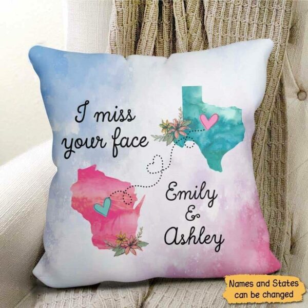 Pillow Besties Long Distance I Miss Your Face Personalized Pillow (Insert Included) 18x18 / Linen