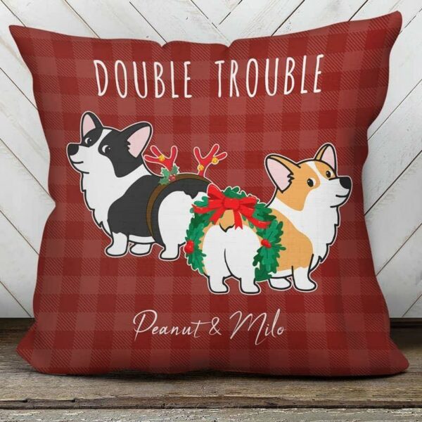 Pillow Corgi Dog Christmas Pattern Personalized Pillow (Insert Included)