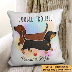 Pillow Dachshund Dog Colorful Theme Personalized Pillow (Insert Included) 18x18 / Linen