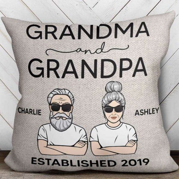 Pillow Grandpa Grandma Established Personalized Pillow (Insert Included)