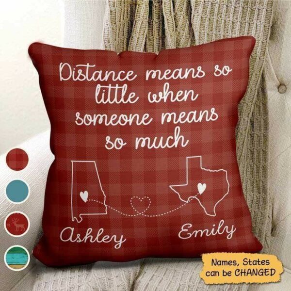 Pillow Long Distance Besties Christmas Personalized Pillow (Insert Included) 18x18 / Linen