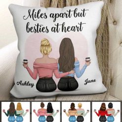 Pillow Long Distance Besties Personalized Pillow (Insert Included) 18x18 / Linen