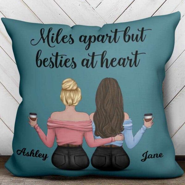 Pillow Long Distance Besties Personalized Pillow (Insert Included)