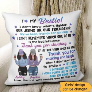 Pillow My Bestie Front View Personalized Pillow (Insert Included) 18x18 / Linen