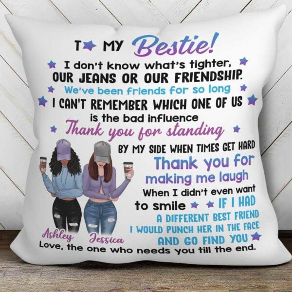Pillow My Bestie Front View Personalized Pillow (Insert Included)
