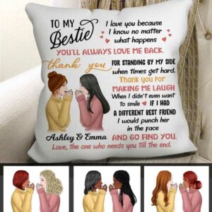 Pillow To My Bestie Beautiful Girls Personalized Pillow (Insert Included) 18x18 / Linen