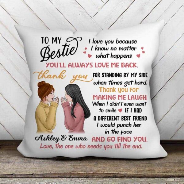 Pillow To My Bestie Beautiful Girls Personalized Pillow (Insert Included)
