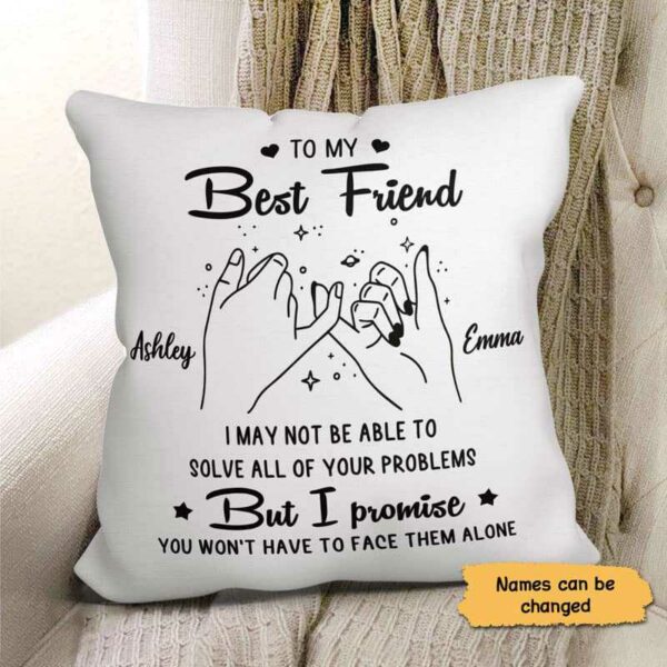 Pillow To My Bestie Pinky Promise Personalized Pillow (Insert Included) 18x18 / Linen