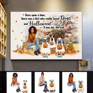 Poster A Girl Who Really Loved Dogs And Halloween Personalized Poster 18x12