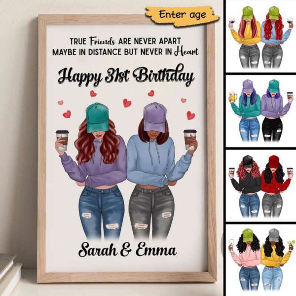 Poster Best Friends Besties Birthday Gift Personalized Vertical Poster 12x18