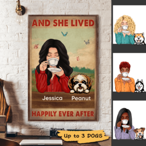 Poster Dog Mom Lived Happily Ever After Personalized Vertical Poster 12x18