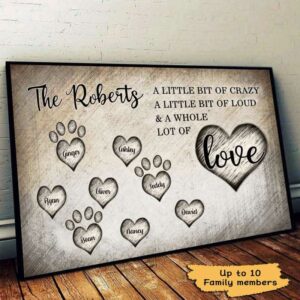 Poster Family Dogs Cats Whole Lot Of Love Personalized Horizontal Poster 18x12