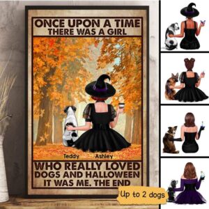Poster Girl Loves Dogs And Halloween Personalized Vertical Poster 12x18