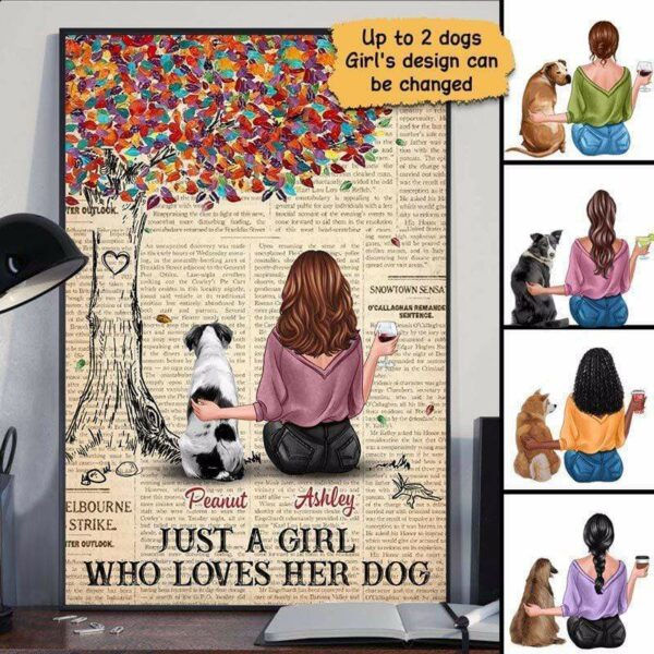 Poster Just A Girl Who Loves Her Dogs Personalized Vertical Poster 12x18