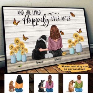 Poster Lived Happily Dog Mom Personalized Horizontal Poster 18x12