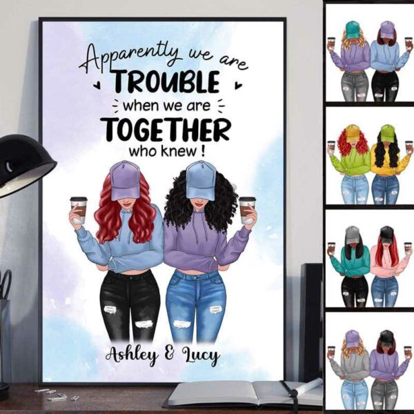 Poster Modern Besties Front View Personalized Vertical Poster 12x18