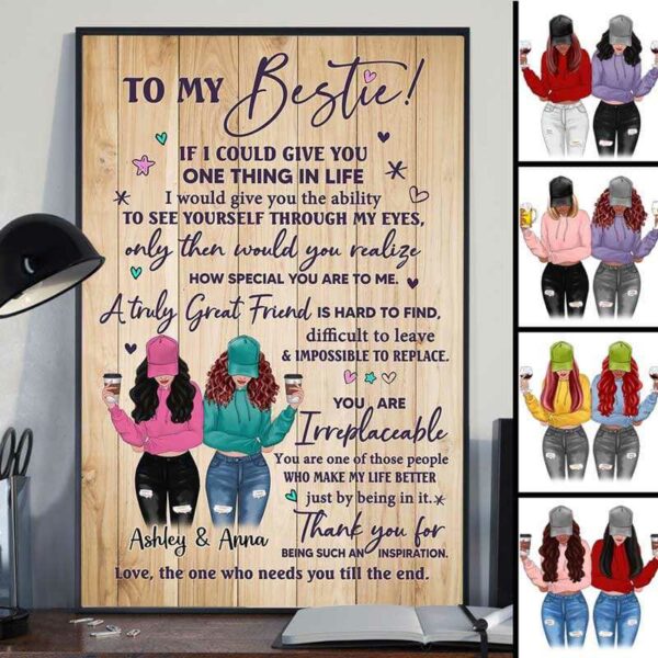 Poster To My Bestie Wood Texture Personalized Vertical Poster 12x18