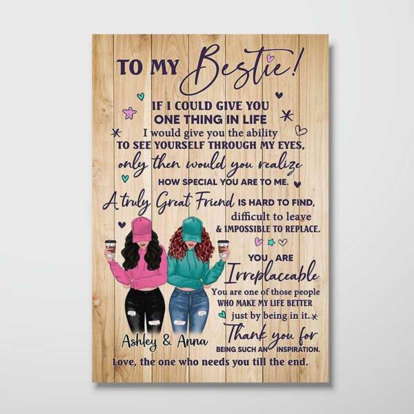 Poster To My Bestie Wood Texture Personalized Vertical Poster