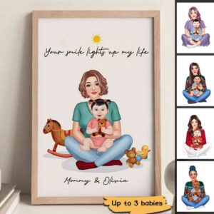 Poster Your Smile Lights Up My Life Gift For Mom & Baby Personalized Vertical Poster 12x18