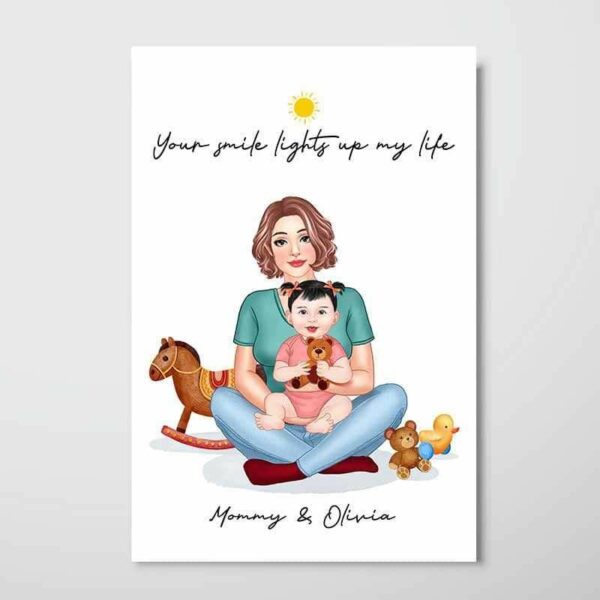 Poster Your Smile Lights Up My Life Gift For Mom & Baby Personalized Vertical Poster
