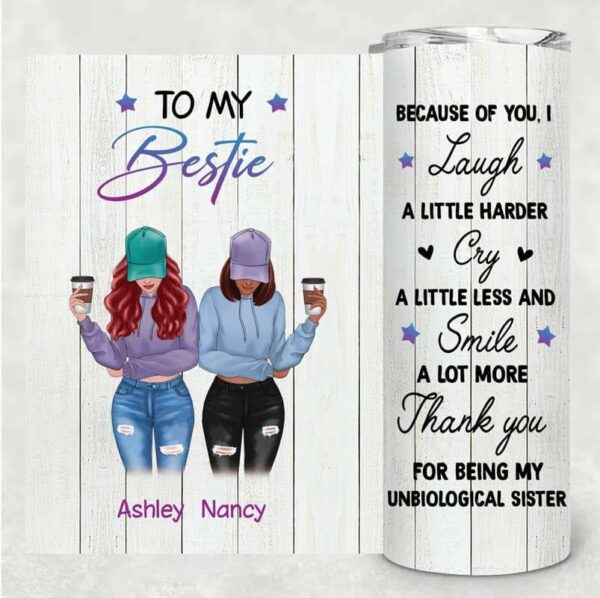 Skinny Tumbler To My Bestie Front View Personalized Skinny Tumbler 20oz