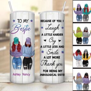 Skinny Tumbler To My Bestie Front View Personalized Skinny Tumbler 20oz