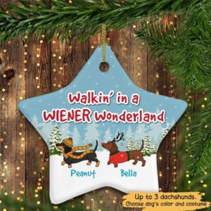 Star Ornament Christmas Dog Dachshund Wiener Wonderland Personalized Dog Decorative Christmas Ornament Pack 1