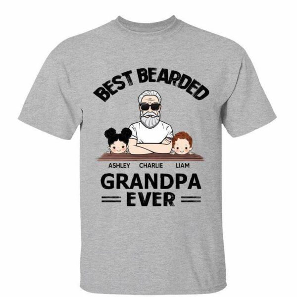 T-Shirt Best Bearded Dad Grandpa Ever Personalized Shirt Classic Tee / Ash Classic Tee / S
