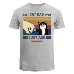 T-Shirt Best Cat Dad Fluffy Cat Personalized Light Color Shirt 1211800 Classic Tee / Ash Classic Tee / S
