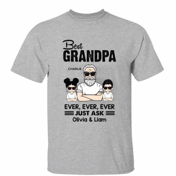 T-Shirt Best Grandpa Grandkids Personalized Shirt Classic Tee / Ash Classic Tee / S