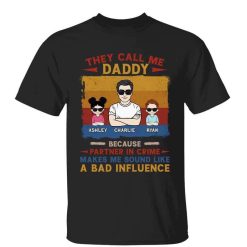 T-Shirt Daddy Daughter Son Partners In Crime Personalized Shirt Classic Tee / Black Classic Tee / S
