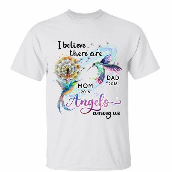 T-Shirt Dandelion Hummingbirds Angels Among Us Memorial Personalized Shirt Classic Tee / White Classic Tee / S