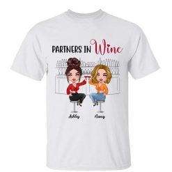 T-Shirt Doll Besties Partners In Wine Personalized Shirt Classic Tee / White Classic Tee / S