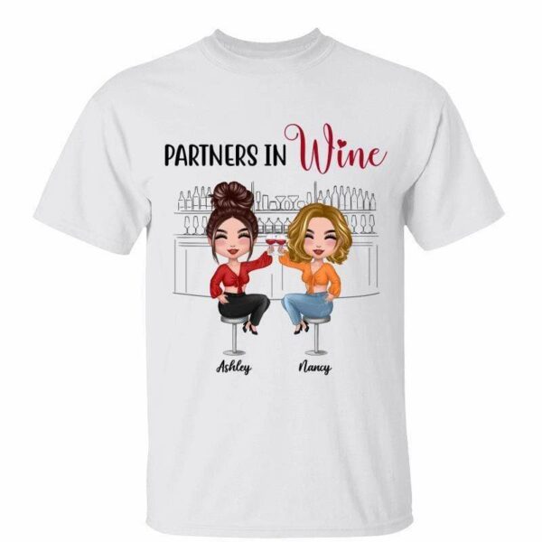 T-Shirt Doll Besties Partners In Wine Personalized Shirt Classic Tee / White Classic Tee / S