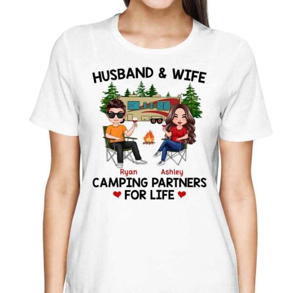 T-Shirt Doll Couple Husband And Wife Camping Partners For Life Personalized Shirt