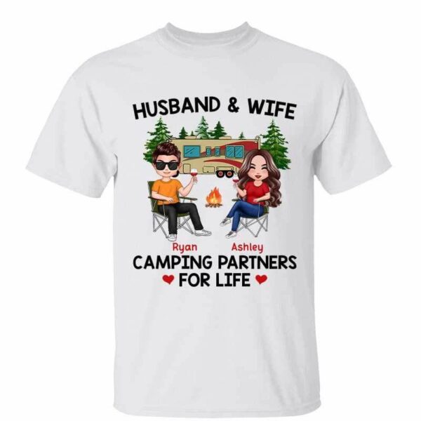 T-Shirt Doll Couple Husband And Wife Camping Partners For Life Personalized Shirt Classic Tee / White Classic Tee / S