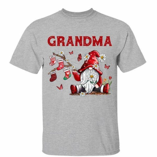 T-Shirt Gnome Grandma Stocking Personalized Shirt Classic Tee / Ash Classic Tee / S