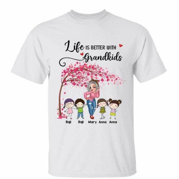 T-Shirt Grandma Life Is Better With Grandkids Pretty Woman Personalized Shirt Classic Tee / White Classic Tee / S