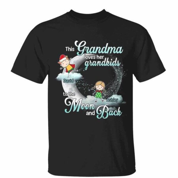T-Shirt Grandma Loves Her Grandkids Personalized Shirt Classic Tee / Black Classic Tee / S