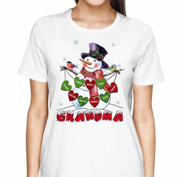 T-Shirt Grandma Snowman Heartstrings Personalized Shirt