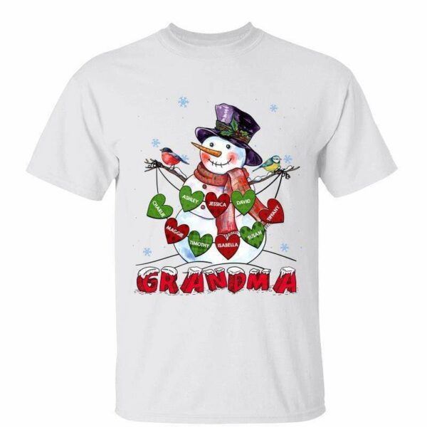 T-Shirt Grandma Snowman Heartstrings Personalized Shirt Classic Tee / White Classic Tee / S
