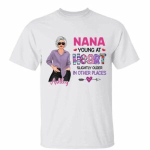 T-Shirt Grandma Young At Heart Personalized Shirt Classic Tee / White Classic Tee / S