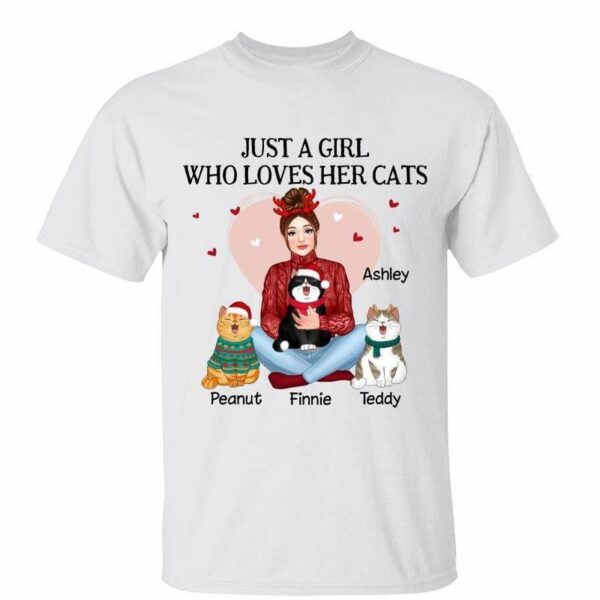 T-Shirt Just A Girl And Her Cats Personalized Shirt Classic Tee / White Classic Tee / S
