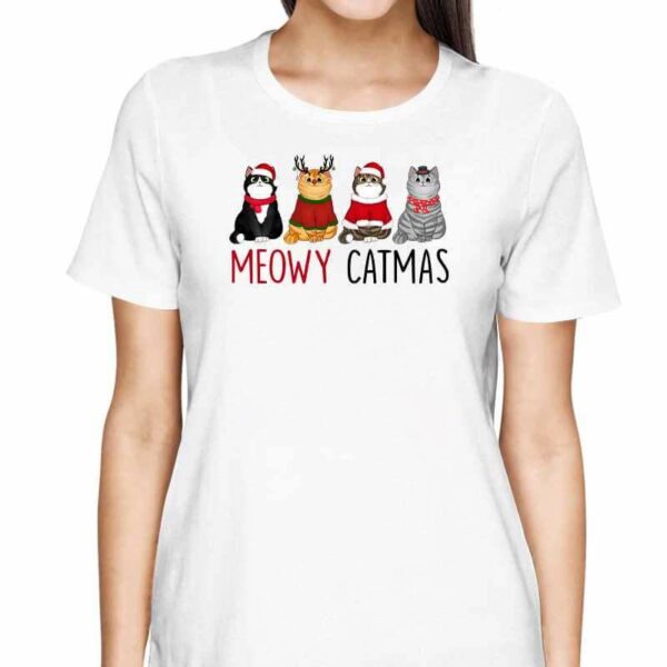 T-Shirt Meowy Catmas Christmas Fluffy Cat Personalized Shirt