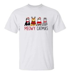 T-Shirt Meowy Catmas Christmas Fluffy Cat Personalized Shirt Classic Tee / White Classic Tee / S