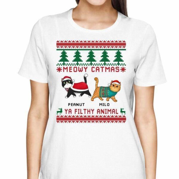 T-Shirt Meowy Catmas Filthy Animals Christmas Personalized Shirt